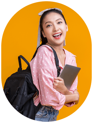 Student with backpack